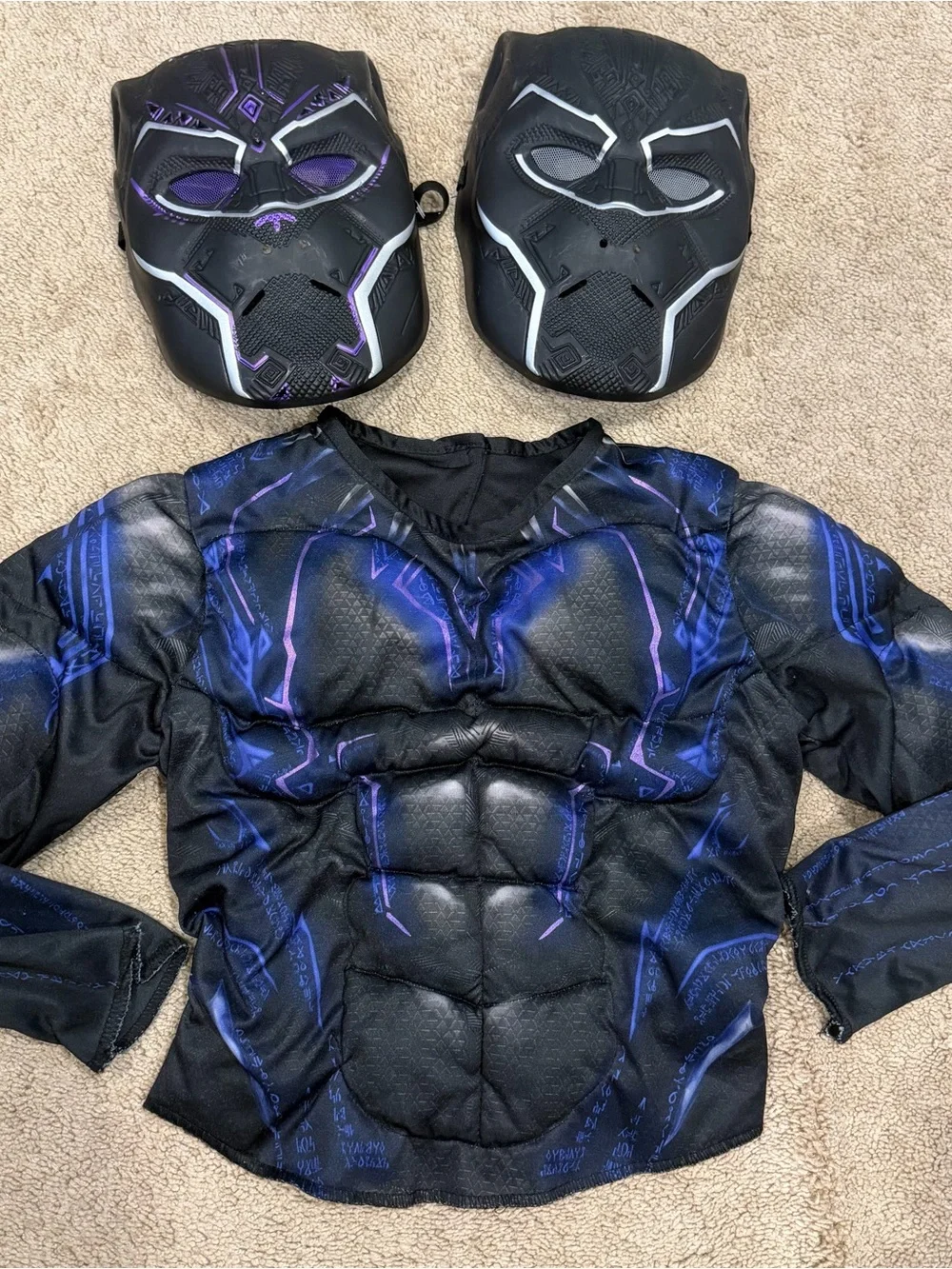 Marvel Black Panther Reversible Muscle Shirt Youth Sz Small With Two Masks
